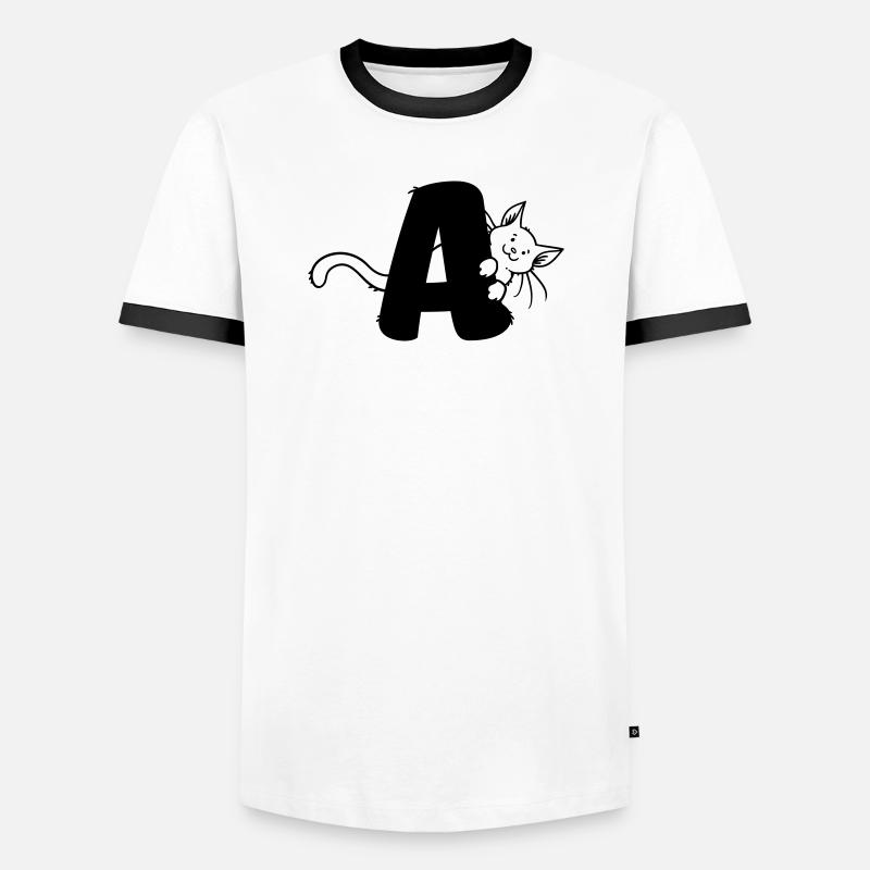 Katze Buchstabe A - Männer Kontrast-T-Shirt - Weiß/Schwarz