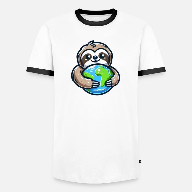Umarme das Erdfaultier - Männer Kontrast-T-Shirt - Weiß/Schwarz