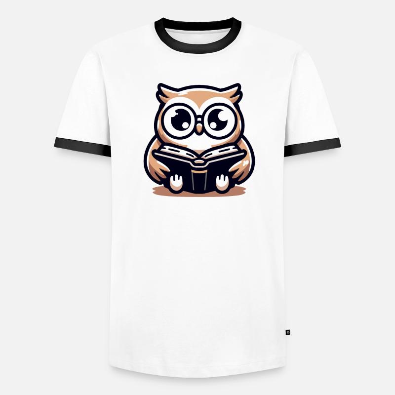 Wise Owl Reader Bookish Charm - Men's Ringer Shirt - white/black