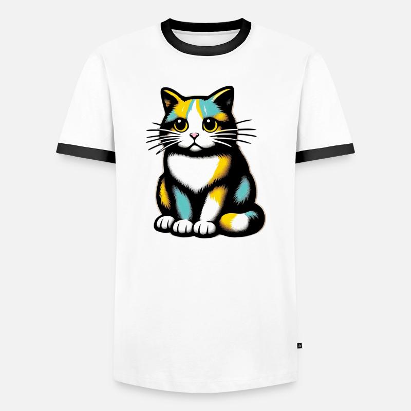 Cat - Men's Ringer Shirt - white/black