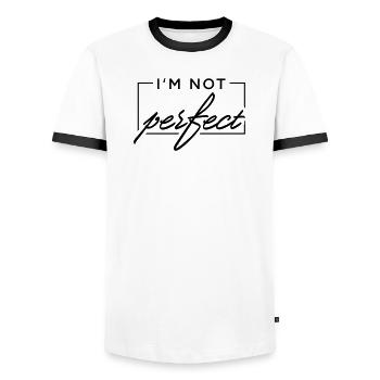 Je ne suis pas parfait - T-shirt contrasté Homme - blanc/noir - Devant - AI Model Female 172 light (172cm) & AI Model Male 178 dark (178cm)