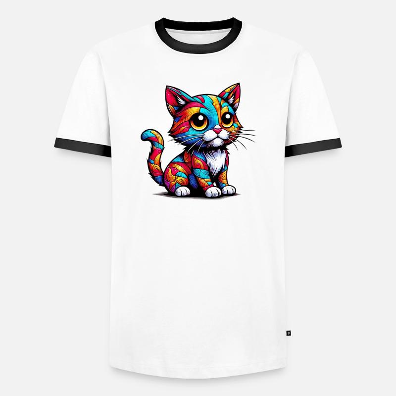 Cat - Men's Ringer Shirt - white/black