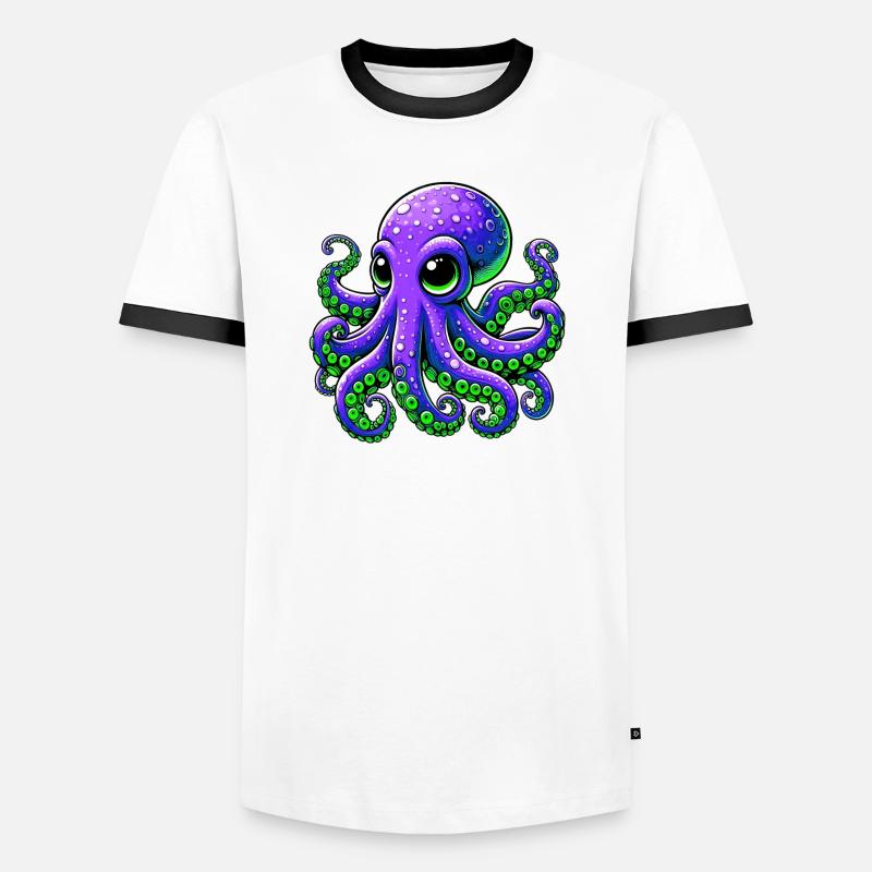 Octopus - Men's Ringer Shirt - white/black