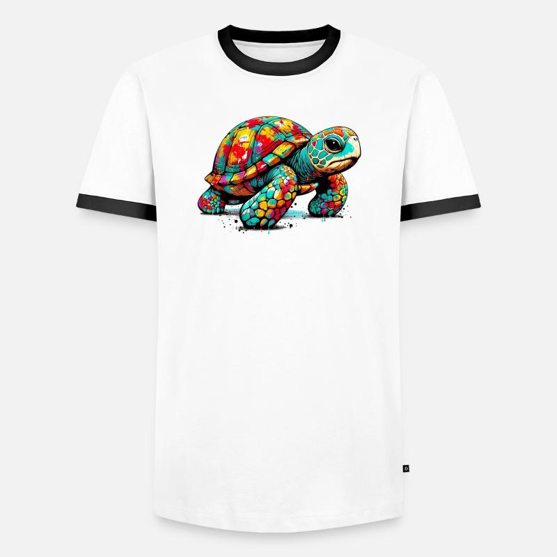 Schildkröte - Männer Kontrast-T-Shirt - Weiß/Schwarz