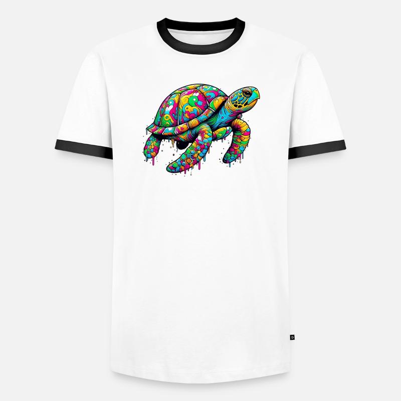 Turtle - Men's Ringer Shirt - white/black