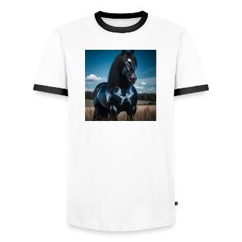 Mighty Black Horse - Men's Ringer Shirt - white/black - Front - AI Model Female 172 light (172cm) & AI Model Male 178 dark (178cm)