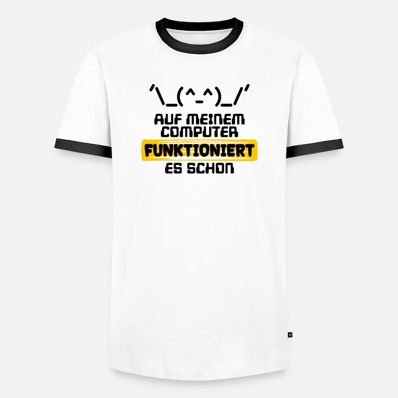 Developer Statement Code Scripting Programmer - Men's Ringer Shirt - white/black