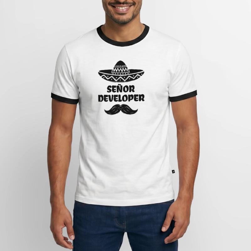 Developer Statement Scripting Dev Computergeek Men's Ringer Shirt