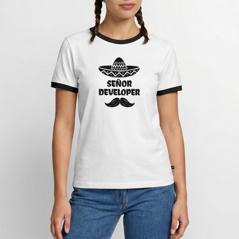 Developer Statement Scripting Dev Computergeek Men's Ringer Shirt