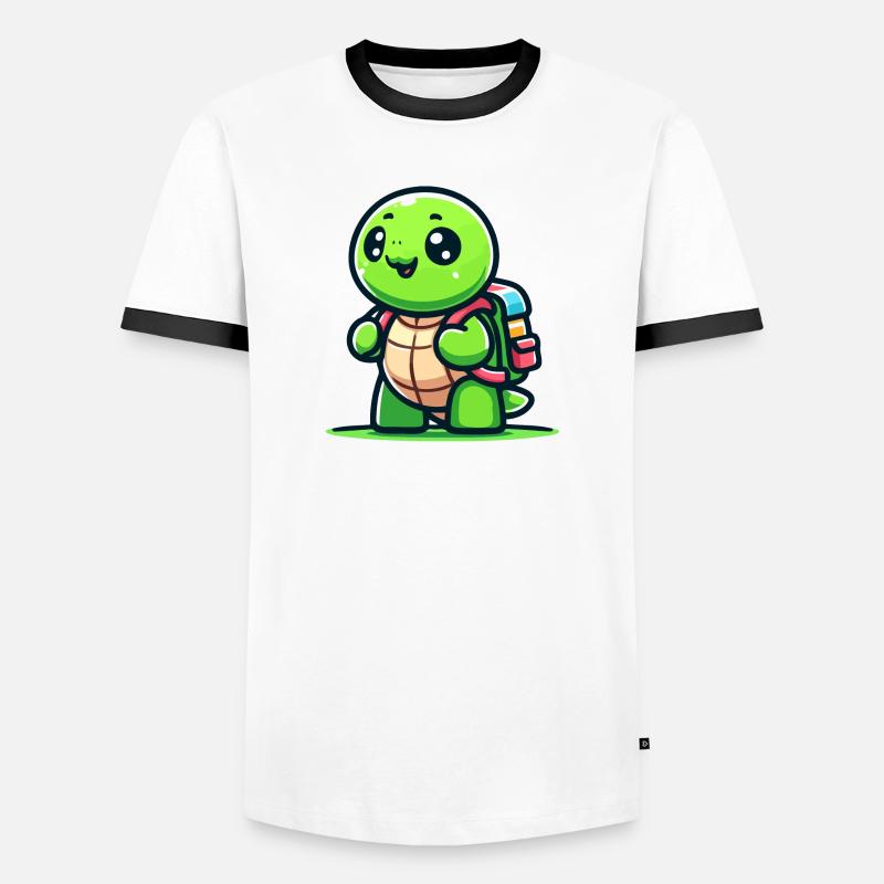 Trailblazer Turtle: Der Entdecker - Männer Kontrast-T-Shirt - Weiß/Schwarz
