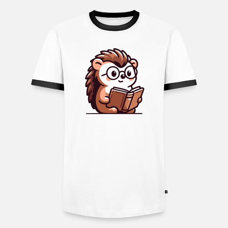 Bookish Hedgehog: The Tiny Scholar - Men's Ringer Shirt - white/black