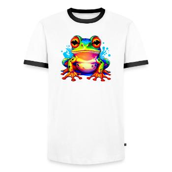 Colorful Frog - Men's Ringer Shirt - white/black - Front - AI Model Female 172 light (172cm) & AI Model Male 178 dark (178cm)