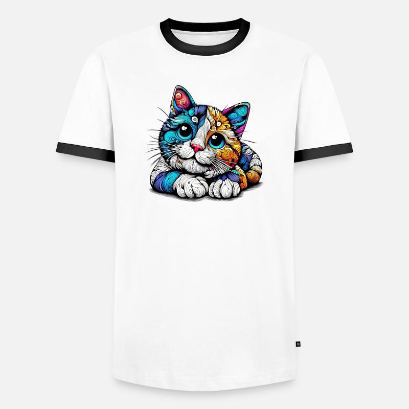 Cat - Men's Ringer Shirt - white/black