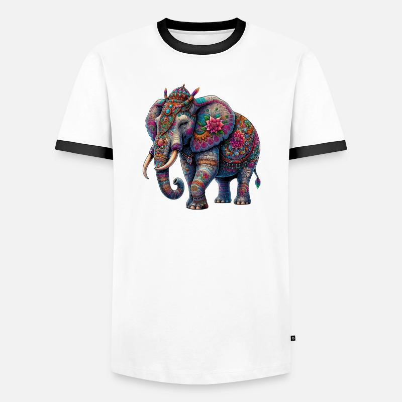 Elefant - Männer Kontrast-T-Shirt - Weiß/Schwarz
