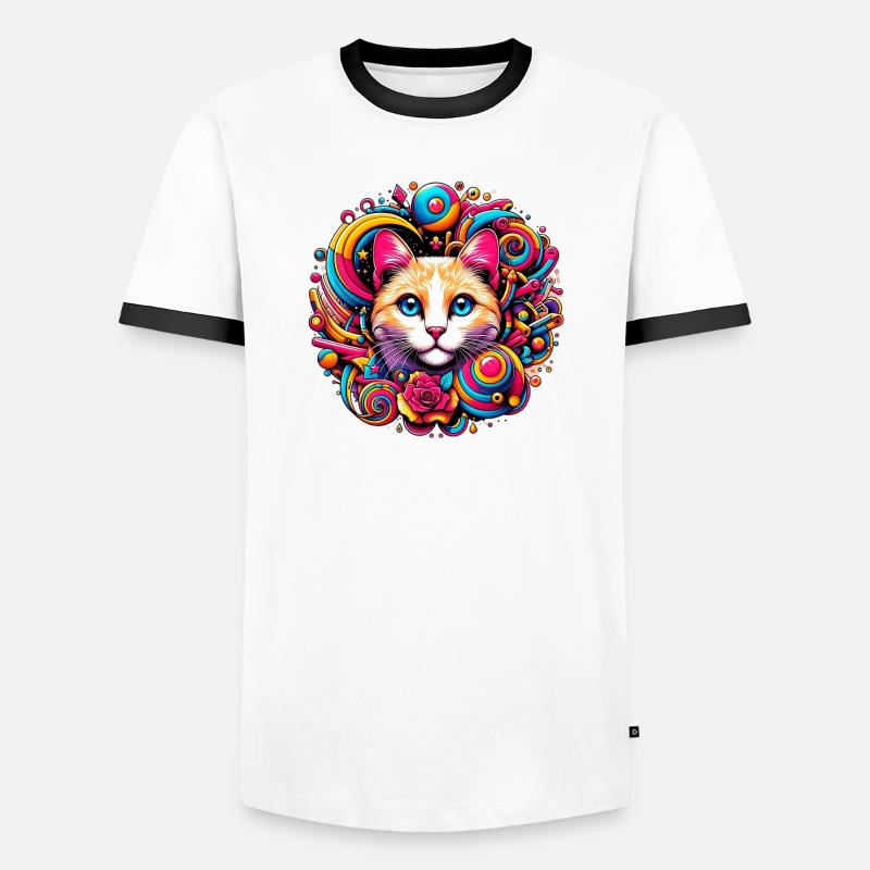 Cat - Men's Ringer Shirt - white/black