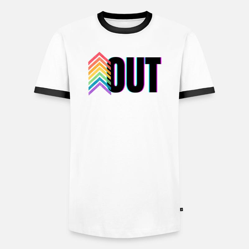 Pride Rainbow Logo Out - Männer Kontrast-T-Shirt - Weiß/Schwarz