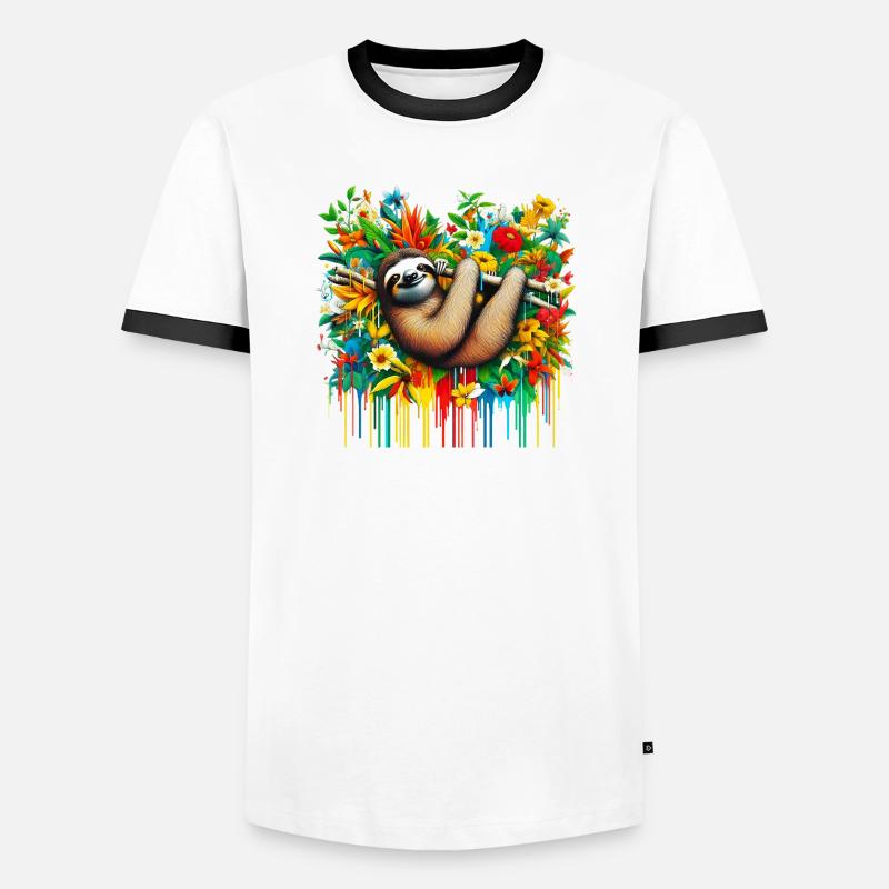 Sloth - Men's Ringer Shirt - white/black