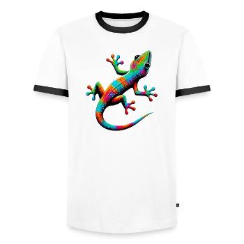 Gecko - T-shirt contrasté Homme - blanc/noir - Devant - AI Model Female 172 light (172cm) & AI Model Male 178 dark (178cm)