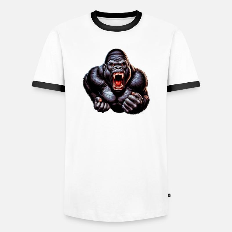 Gorilla - Männer Kontrast-T-Shirt - Weiß/Schwarz