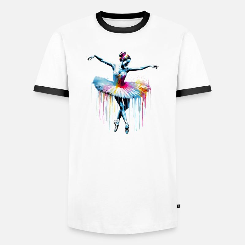 Ballet dancer with tutu - Men's Ringer Shirt - white/black