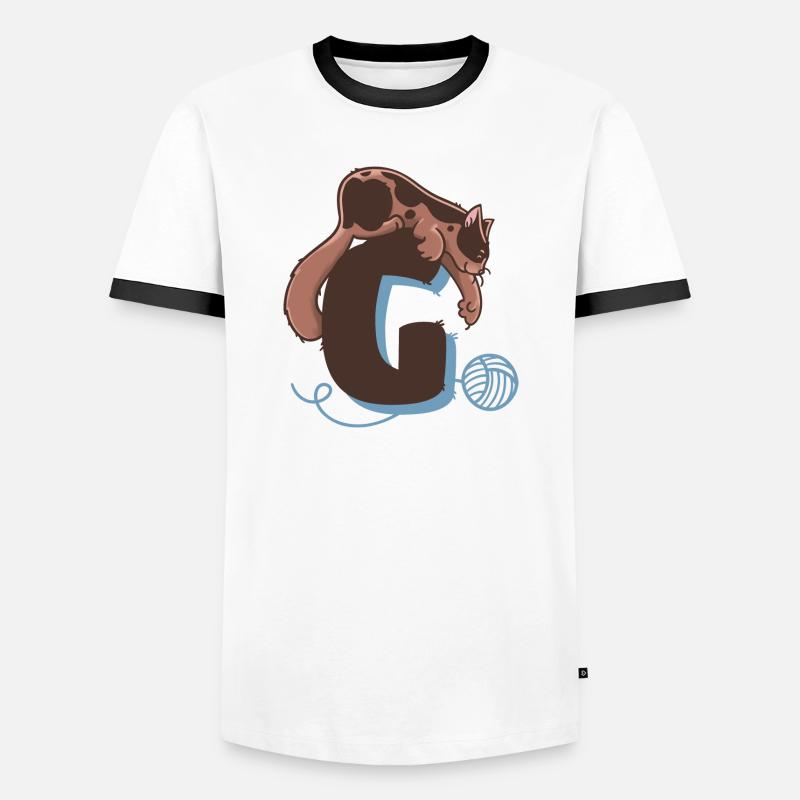 Katze Buchstabe G - Männer Kontrast-T-Shirt - Weiß/Schwarz