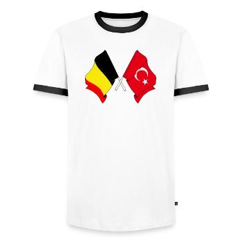 Flag Belgium, flag Turkey - Men's Ringer Shirt - white/black - Front - AI Model Female 172 light (172cm) & AI Model Male 178 dark (178cm)