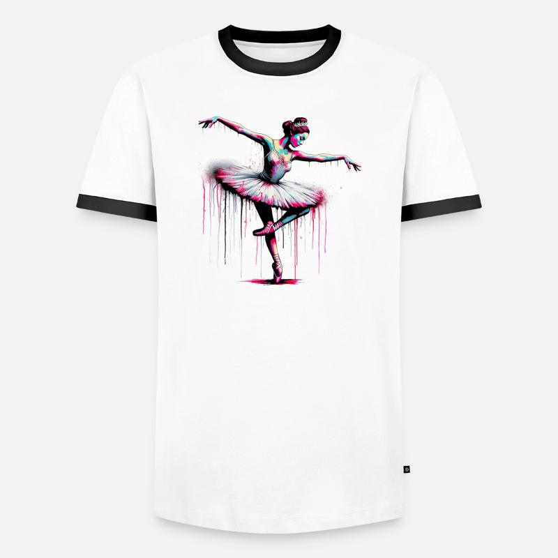 Ballet dancer with tutu - Men's Ringer Shirt - white/black