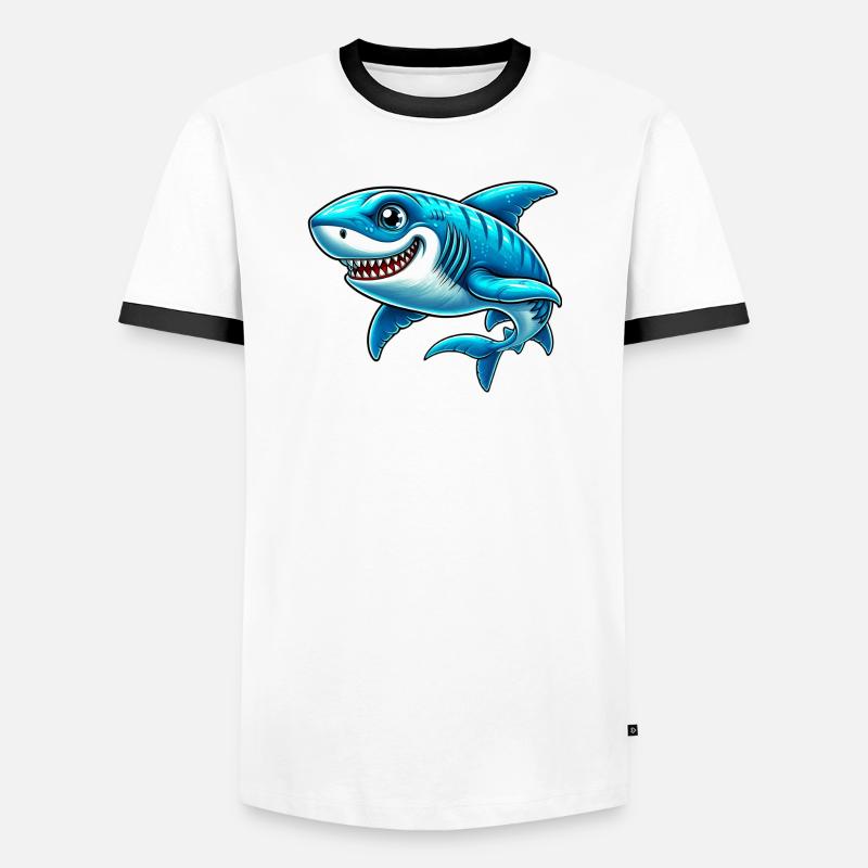 Shark - Men's Ringer Shirt - white/black