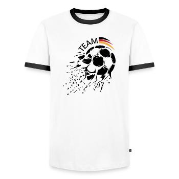 Équipe de football Allemagne Ball Explosion Logo icon - T-shirt contrasté Homme - blanc/noir - Devant - AI Model Female 172 light (172cm) & AI Model Male 178 dark (178cm)