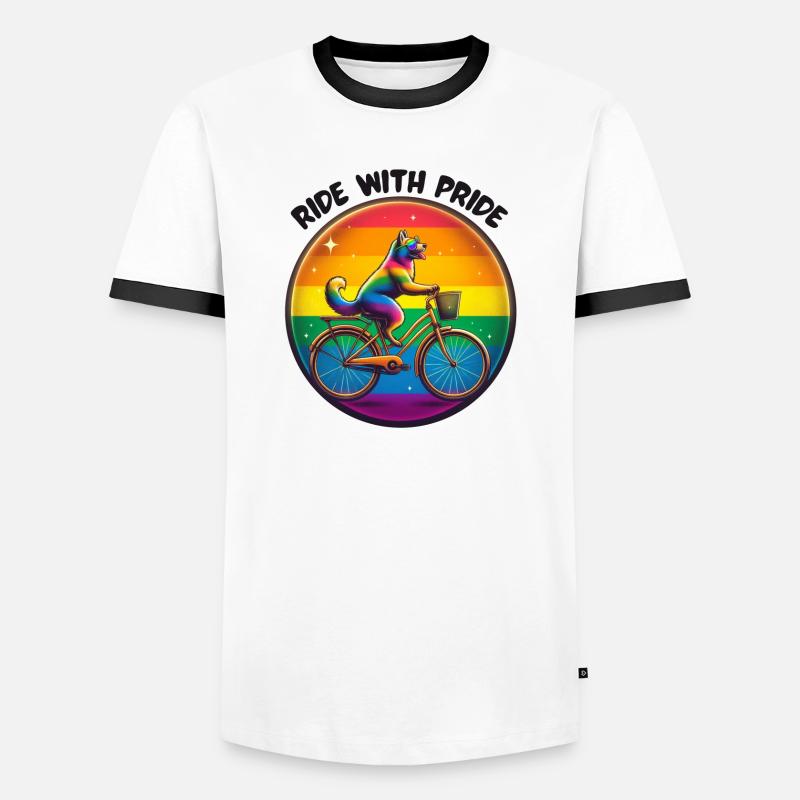 Ride with pride - Men's Ringer Shirt - white/black