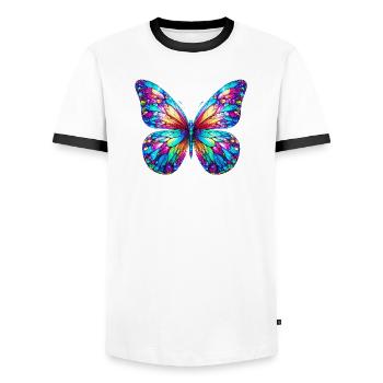 Schmetterling - Männer Kontrast-T-Shirt - Weiß/Schwarz - Vorne - AI Model Female 172 light (172cm) & AI Model Male 178 dark (178cm)