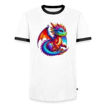 Dragon - T-shirt contrasté Homme - blanc/noir - Devant - AI Model Female 172 light (172cm) & AI Model Male 178 dark (178cm)