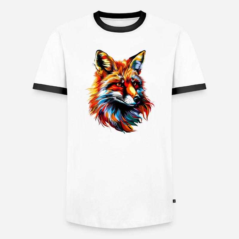 Fox Pop Art Farverige Fox Lover Red Fox Fox Foxes - Herre kontrast-T-shirt - hvid/sort
