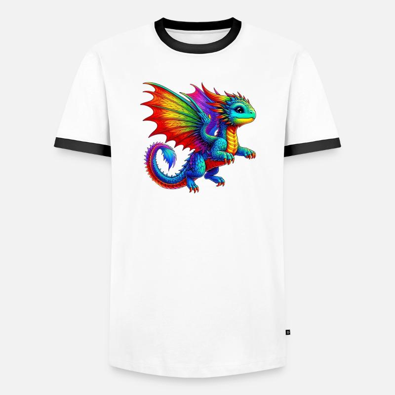 Drache - Männer Kontrast-T-Shirt - Weiß/Schwarz