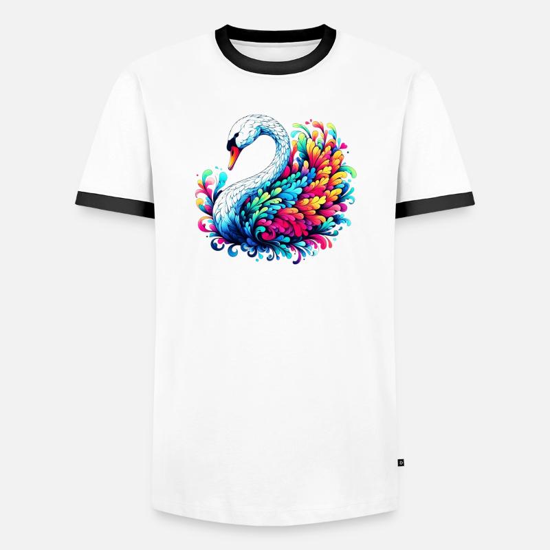 Schwan - Männer Kontrast-T-Shirt - Weiß/Schwarz