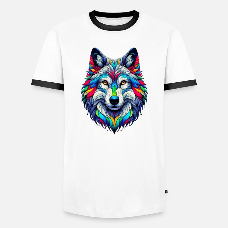 Wolf - Men's Ringer Shirt - white/black