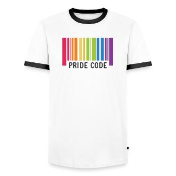 LGBT Pride Monat - Pride Code - Männer Kontrast-T-Shirt - Weiß/Schwarz - Vorne - AI Model Female 172 light (172cm) & AI Model Male 178 dark (178cm)