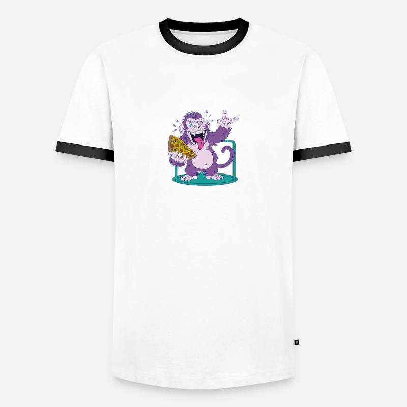Pizza: Monkey makes it better! - Men's Ringer Shirt - white/black