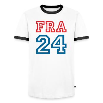 France Frankreich - Men's Ringer Shirt - white/black - Front - AI Model Female 172 light (172cm) & AI Model Male 178 dark (178cm)