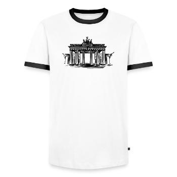 Berlin - Porte de Brandebourg - T-shirt contrasté Homme - blanc/noir - Devant - AI Model Female 172 light (172cm) & AI Model Male 178 dark (178cm)