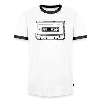 Old School Mix-Tape - Männer Kontrast-T-Shirt - Weiß/Schwarz - Vorne - AI Model Female 172 light (172cm) & AI Model Male 178 dark (178cm)
