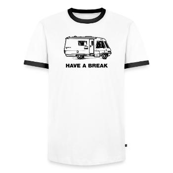 Faites une pause... Campeur - T-shirt contrasté Homme - blanc/noir - Devant - AI Model Female 172 light (172cm) & AI Model Male 178 dark (178cm)