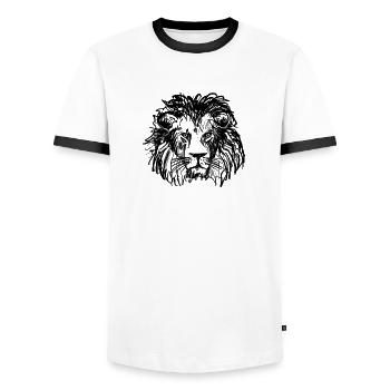 Lion - T-shirt contrasté Homme - blanc/noir - Devant - AI Model Female 172 light (172cm) & AI Model Male 178 dark (178cm)