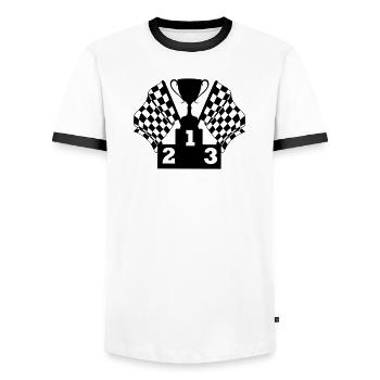 Podium du drapeau de la Coupe de course automobile - T-shirt contrasté Homme - blanc/noir - Devant - AI Model Female 172 light (172cm) & AI Model Male 178 dark (178cm)