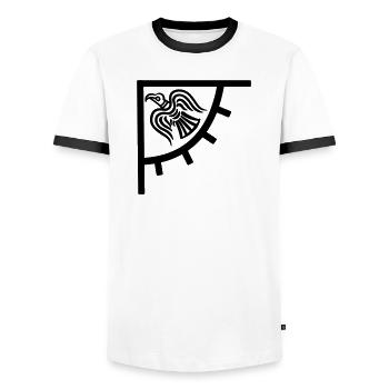 Drapeau Viking Coin Corbeau - T-shirt contrasté Homme - blanc/noir - Devant - AI Model Female 172 light (172cm) & AI Model Male 178 dark (178cm)