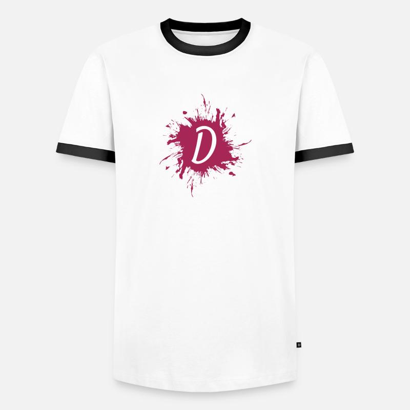 Letter D - initial letter D - Men's Ringer Shirt - white/black