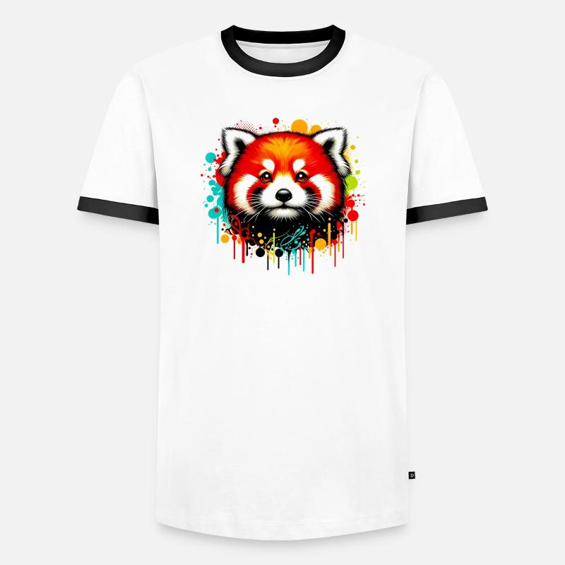 Red panda - Men's Ringer Shirt - white/black