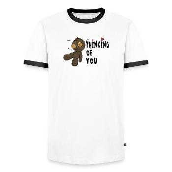 Thinking of you - Men's Ringer Shirt - white/black - Front - AI Model Female 172 light (172cm) & AI Model Male 178 dark (178cm)