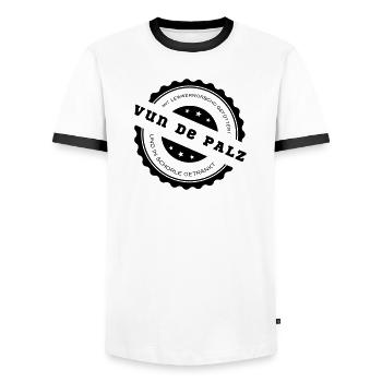 zertifiziert - Männer Kontrast-T-Shirt - Weiß/Schwarz - Vorne - AI Model Female 172 light (172cm) & AI Model Male 178 dark (178cm)