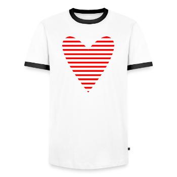 HEART. DAD. MOM. Bachelorette party. BEBE. CHILD. HEART. FEAST - Men's Ringer Shirt - white/black - Front - AI Model Female 172 light (172cm) & AI Model Male 178 dark (178cm)